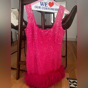 NADINE MERABI EVIE HOT PINK DRESS SIZE L